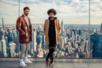 Founders of Foy: Moose and Yon Haile standing on the top of a NYC skyscraper