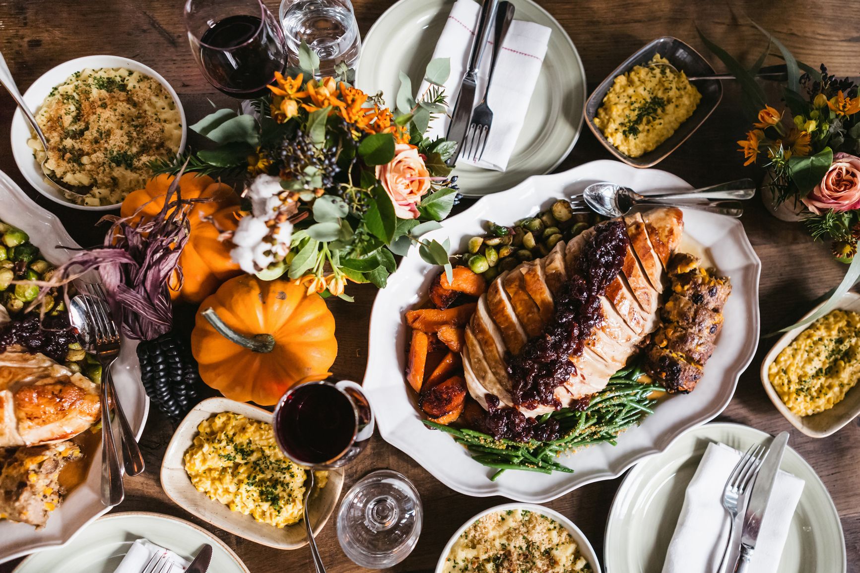 Thanksgiving dinner spread