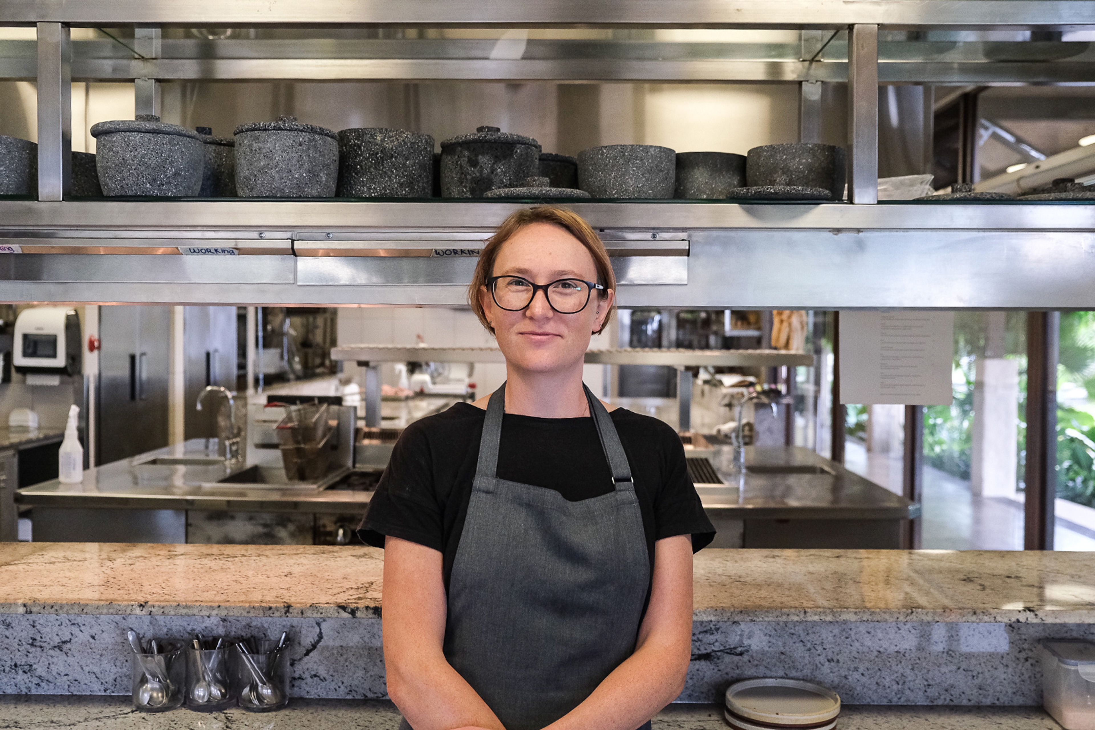 Chef Liezl Odendaal standing in kitchen