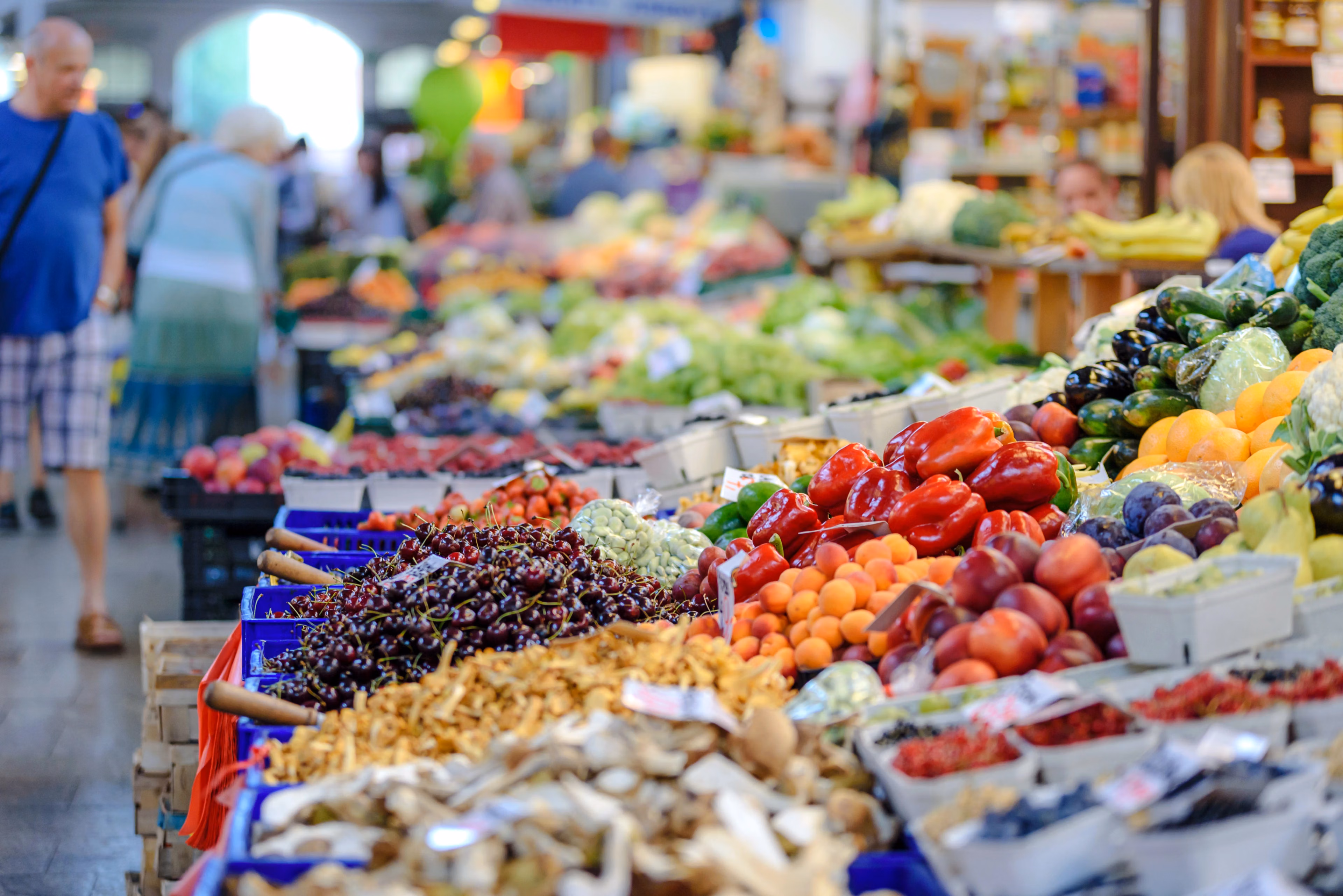 Fruit and veggies at the grocery store