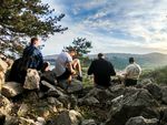 men talking on mountain