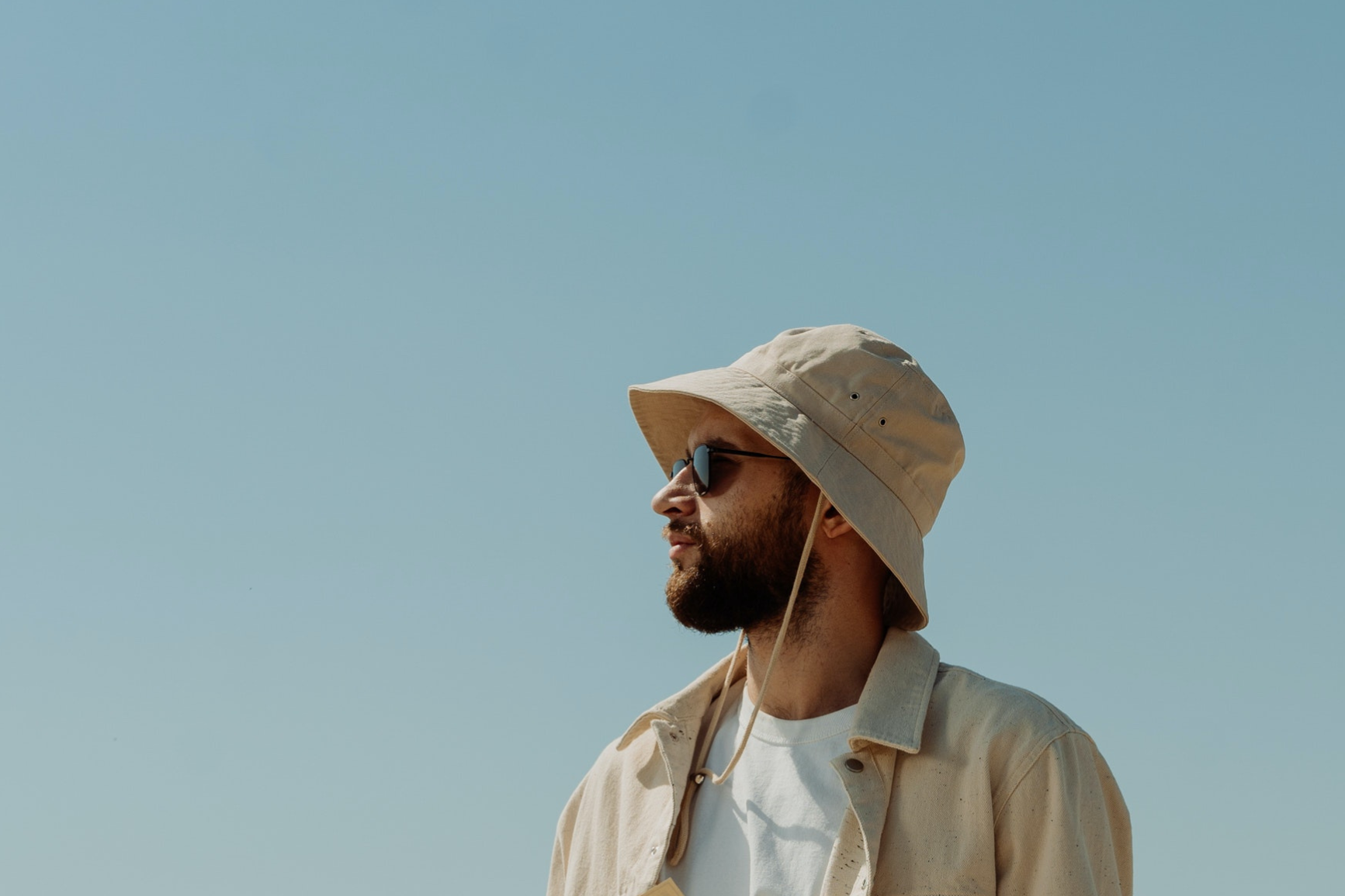 man wearing bucket hat and sunglasses