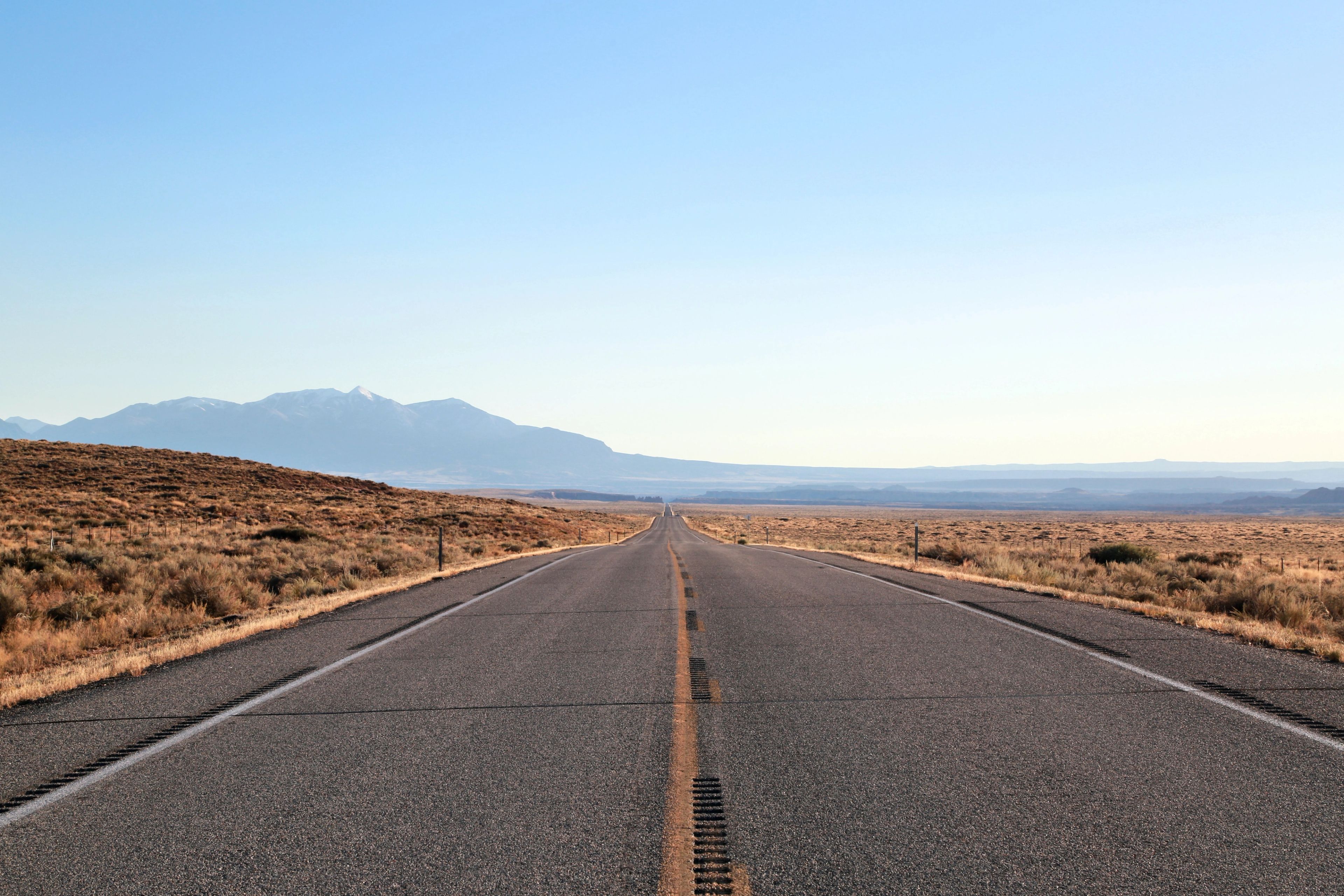 Long winding road in the desert. 