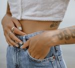 Hands on stomach